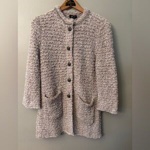 Lurex Tweed Wool Sweater Coat In Beige Size 44  Made in Italy
